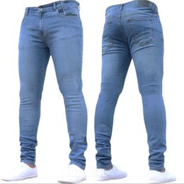 Men's Jeans Mens Pants High Waist Zipper Stretch Jeans Casual Slim Trousers Male Oversize Pencil Pants Denim Skinny Jeans For Men 230316