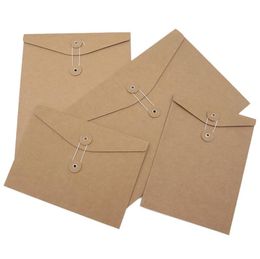 Brown Kraft Paper A4 Document Holder File Storage Bag Pocket Envelope Blank with Storage String Lock Office Supply Pouch SN726