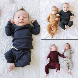 Clothing Sets Autumn Born Infant Kids Baby Girls Boys Solid Clothes 2Pcs Pullover Sweatshirt Tops Pants Long Sleeve Outfits 2023Clothing