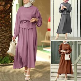 Casual Dresses The For Women Woman Dress Two Piece Set Crew Neck Spring And Autumn Three Colours Vestidos Elegantes Para Mujer