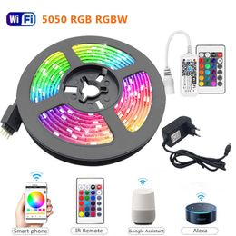 LED Strips 5m 10m 15m RGBW RGBWW RGB LED Strip Light 5050 SMD 2835 Flexible Ribbon Luces Room Light Decor DC12V IR WiFi Remote Contoller P230315