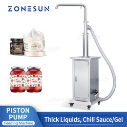 ZONESUN Automatic Thick Liquid Feeding Machine Chilli Pasta Sauce Lotion Paste Piston Pump for Filler Production Line ZS-FP1