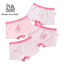 Panties 4Pcs/lot Girls Boxer Pants Soft Kids Underwear For Cotton Sweet Print 4 Colors Baby Grils Safety