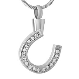 Pendant Necklaces IJD9439 Selling Crystal The Stirrup Stainless Steel Memorial Urn Jewelry Hold Ashes Keepsake Cremation For Women/Men