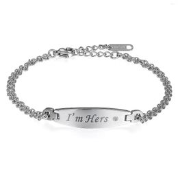 Charm Bracelets BONISKISS Lovers' Romantic Silver Color Couple Stainless Steel Gift Men's Wish Jewelry Women Fashion Bijoux