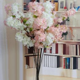 Decorative Flowers 100cm Simulation Cherry Blossom Branch Artificial Wedding Decor Encrypted Ribbon Fake Living Room Tree