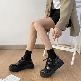 Dress Shoes Thick-soled Mary Jane Small Leather Women 2023 College Style Lolita Lace-up Oxford Net Red Big Head Women's