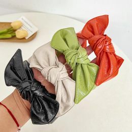 Fashion Women's Headband Big Bowknot Headwear PU Leather Hairband For Adult Spring Hair Accessories