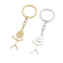 Funny Doodle Keychain Stainless Steel Little Man keychain Pendant Accessories For Girl And Woman Creative Gift Car Bag Accessories