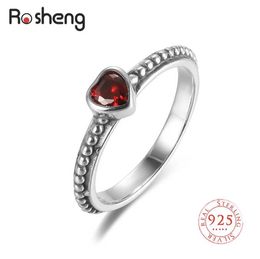 Vintage Design Heart Red Crystal Zircon Rings for Women Engagement Wedding Ring Valentines Day Gift Boho Jewellery Anillos Mujer