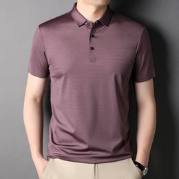 Men's Polos MLSHP Summer Mens Polo Shirts Luxury Short Sleeve Seamless Geometric Thin Male Polo Shirts Summer Simple Casual Man Tees 3XL 230316