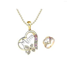 Pendant Necklaces Love Heart-shaped Mother Necklace Mother's Day Gift MOM Ring 2023 Fashion Jewelry Accessories Good Luck Ladies Earring