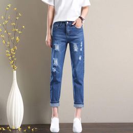 Women's Jeans Women's Ripped Tight Sexy Large Size Skinny Pants Female Straight High Waist Pant Bandage Trousers G25