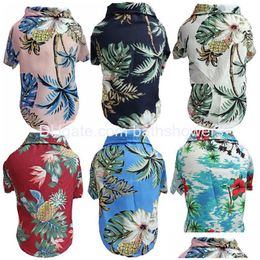 Dog Apparel Pet Summer Tshirts Hawaii Style Floral Hawaiian Sublimation Printed Shirt Breathable Cool Clothes Beach Seaside Puppy Sw Dhr56