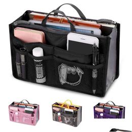 Dhcem Foldable Handbag Insert Organizer - Large Capacity Storage Bags for Women's Accessories, Space-Saving Purse Pouch with Multiple Compartments, Ideal for Travel and Daily Use.