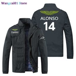 Men's plus size Outerwear Coats Aston Martin F1 2023 Jacket Uniform Formula 1 Racing Suit Alonso Jacket Coat Men's Windproof Jack MOTO Motorcyc Riding Suit 0316H23