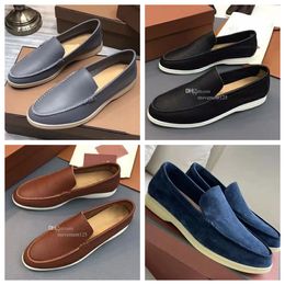 23SS New Luxury Casual Walking Shoes Charms Embellished Walk Suede Loafers Couple Genuine Mens Leather slip on flats for Men Sports Dress shoe 36-46