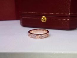 designers full diamond titanium steel silver love ring men and women rose gold rings for lovers couple jewelry gift5455