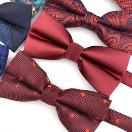 Bow Ties Paisley Red Wedding For Men Butterfly Cravat British Fashion Bowknot Adult Classic Adjustable Bowties Plaid Men's Tie