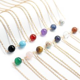 Natural Stone Colourful Beads Pendant Necklace Fashion Crystal Turning Beads Clavicle Chain Jewellery Accessories for Women Gifts