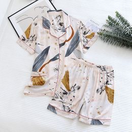 Women's Sleepwear 100% viscose long-sleeved trousers ladies pajamas suit simple style short pajamas women's home service 230316