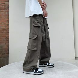 Men's Pants Overalls men's style Hong Kong Style Multi Pocket loose fashion youth casual pants retro versatile straight pants 230316