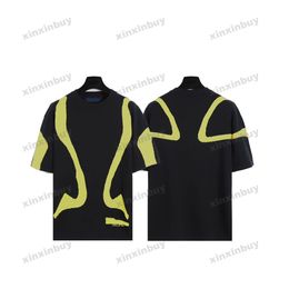 xinxinbuy Men designer Tee t shirt 23ss Paris Sporty style letter Jacquard short sleeve cotton women Black yellow XS-2XL