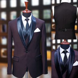 Men Tuxedo Business Casual Wedding Party Two Pieces Jacket Vest Set Male Blazer Coat Vest Fashion Slim Fit Suits