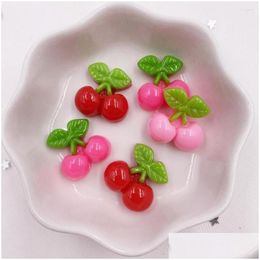 Decorative Objects Figurines Resin Lovely Fruit Cherry Flatback Cabochon Stone Applique Home Decor Crafts Diy Girl Bow Scrapbook C Dh62T