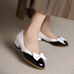 Dress Shoes 2023 Women Pumps Black High Heels 5.5cm Lady Leather Thick With Autumn Pointed Single Female Big 33-43