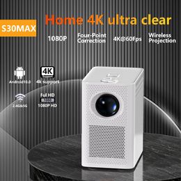 Android Wifi Mini Smart Projector for Home S30MAX Theatre 4K1080P Full HD Bluetooth Portable Led Video Projector for Smartphone