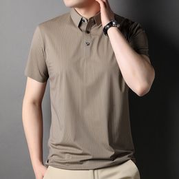 Men's Polos Arrival Fashion Striped Polo Shirt Men Short Sleeve Cool Summer Tee Shirt Loose Fit Male Polo Shirt Korean Clothing 230316