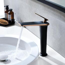Bathroom Sink Faucets Basin Faucet Mixer Rose Gold And Black Brass Single Handle Hole Tap Grifo Lavabo Wash Cold