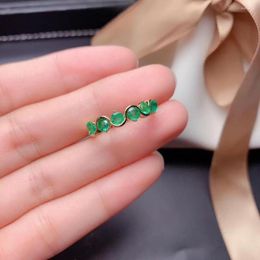 Cluster Rings Lovely Delicate Wave Slender Surround Natural Green Emerald Ring S925 Silver Gemstone Girl Women Party Gift Jewellery