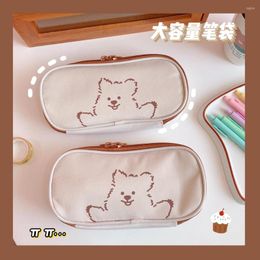 Large-capacity Zipper Pencil Bags Girl Heart Cute Cartoon Bag Squirrel Case Student Stationery Storage