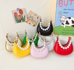 Cute girls princess handbag 2023 fashion children pearl bags mini kids coin purse factory supply