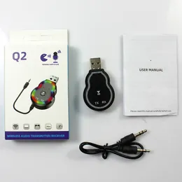 Q2 Wireless Audio Transmitter Receiver Bluetooth Adapter HD Sound Quality Memory Connection USB WiFi Adapter With Colorful Light