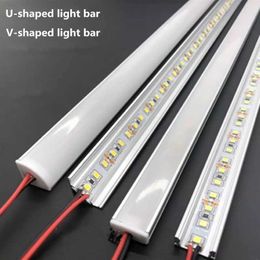 LED Strips 1-30 PCS LED rigid strip DC12V 50CM 20 inch SMD5730 36LEDs U/V-shaped flat LED Aluminium channel rigid strip for indoor lighting P230315