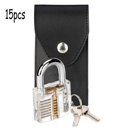 Door Locks 15PCS Tools with Transparent Pick Locks Locksmith Practice Tools for Beginner 230314