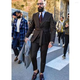 Men's Suits Spring /Autumn Brown Daily Men Formal Business Blazer Custom Made Peaked Lapel Jacket Wit Pants Groomsman Wedding Tuxedos