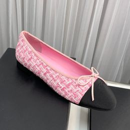 Sapato feminino jeans de salto baixo com lacinho e mocassim sem cadarço Sapato de balé macio e confortável grande 41 42 sapato casual Ladie clássico rosa retrô sandálias