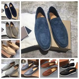 Loropiano Charms Top Summer High quality Embellished 23s Walk Suede Loafers Couples Shoes Genuine Leather Casual Slip on Flats for Men Luxury Designers Flat Dress Sh