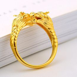 Women Men Ring Unique Dragon Head Design Real 18k Yellow Gold Filled Classic Fashion Finger Band Size 7 Vintage Jewellery Gift
