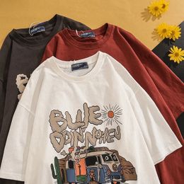 Womens TShirt Harajuku Men allmatch letters Graphic T Shirt Hip Hop Streetwear Tricolour TShirt Cotton Casual Tshirt Vintage Tops Tees 230316