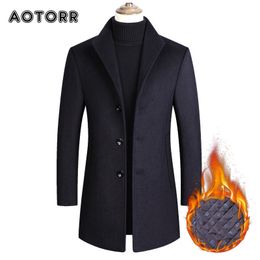 Men's Trench Coats Winter Wool Trench Coats Men Brand High-quality Cotton Coat Mens Fashion Middle Long Jacket Zipper Windbreak Woolen Overcoat 230316