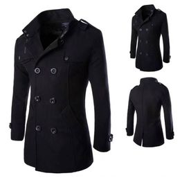 Men's Trench Coats Coat High Quality Men's Jackets Spring And Autumn Woollen Jacket For Men Overcoat for Male Double Breasted Coat For Men 230316