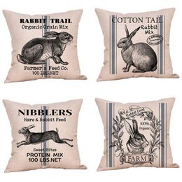 rabbit animal easter pillow case europe united states style waist pillowcase manufacturer wholesale simple sofa cushions decorative pillow cover 4545cm