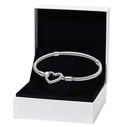 Chiusura a cuore d'amore Bracciale a catena a serpente per Pandora Argento 925 Catena a mano Gioielli di design per le donne Braccialetti regalo fidanzata con cofanetto originale