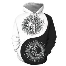 Men's Hoodies & Sweatshirts Mens And Womens 3D Digital Printing Sun Moon Style Pattern Hooded HoodieMen's