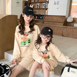 Family Matching Outfits Family Matching Outfits Mother Daughter Matching Clothes Korean Girls' Cartoon Sweater Suit Family Look Mother Kids Girl Clothes 230316